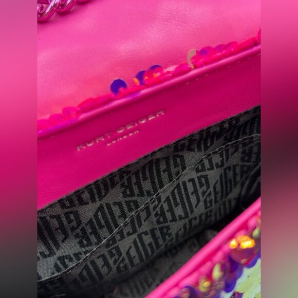 🆕 KURT GEIGER LONDON 🧿 NWOT Glitter Mini Kensington Bag, Fuchsia Drench - Picture 15 of 16